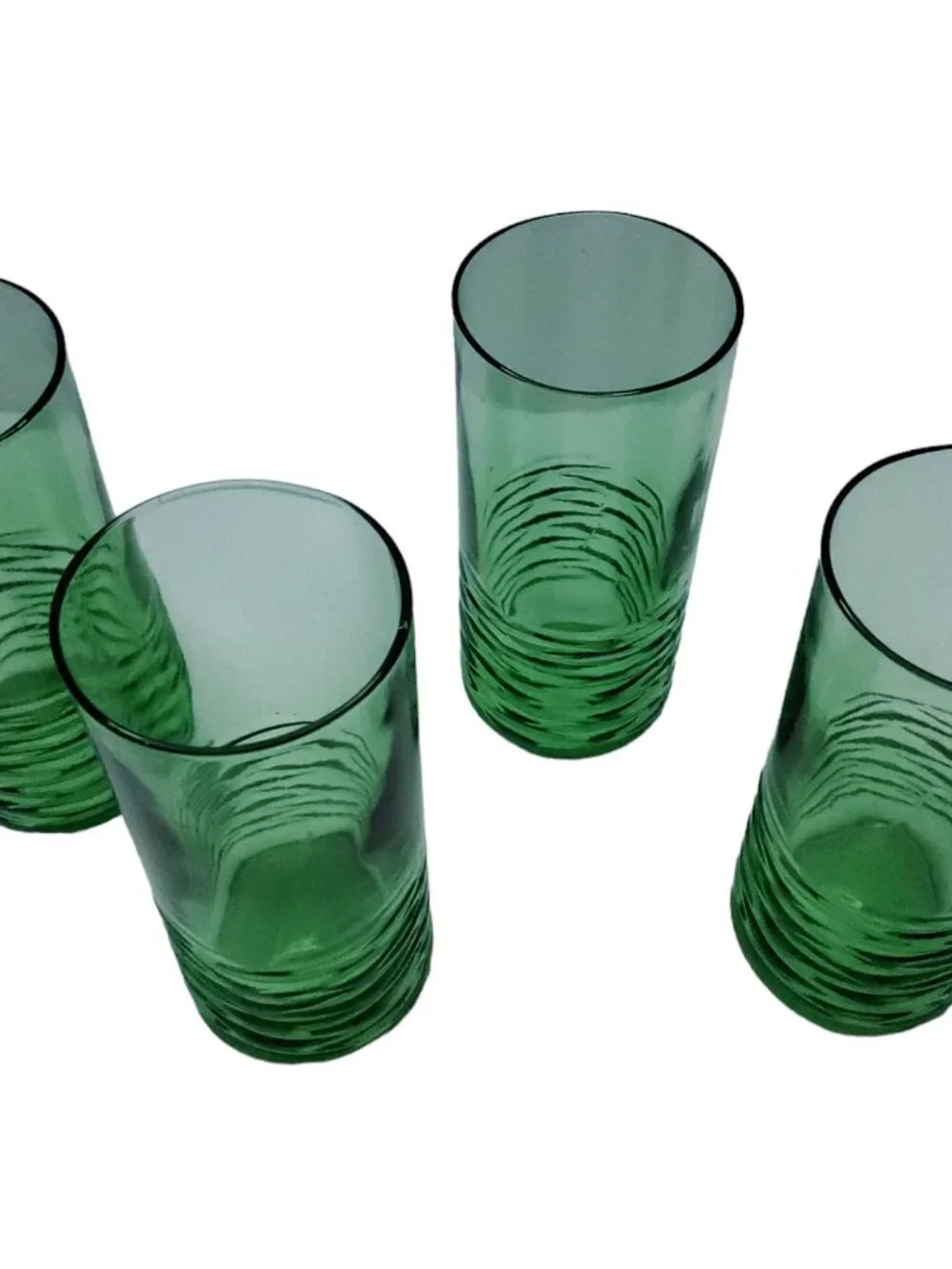 Vintage set of 4 Anchor Hocking sea moss green ribbed 8oz juice glasses